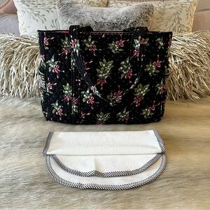 Vintage VERA BRADLEY New Hope 2004 Baby Diaper Bag Changing Pad Black Pink Bows